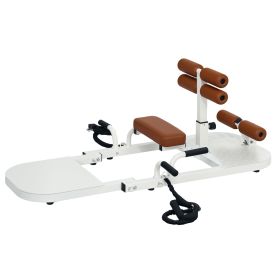 Foldable Sissy Squat Machine, Hip Thrust Machine with Push Up Stand, Multipurpose Glute Workout Equipment, White