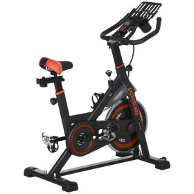 Exercise Bike, Flywheel Indoor Stationary Bike, Adjustable Height & Resistance, with LCD Monitor, Pedal Cage and Shelf Tray, 264 lbs Weight Capac