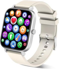 Smart Watch for Men Women Compatible with iPhone Samsung Android Phone 1.69 inch Full Touch Screen IP68 Waterproof Bluetooh Fitness Tracker Heart