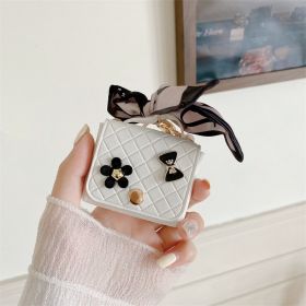 Korean Style Silk Scarf Earphone Bag (Option: White-AirPods Universal)