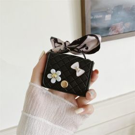 Korean Style Silk Scarf Earphone Bag (Option: Black-AirPods Universal)