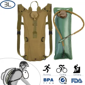 Tactical Hydration Pack 3L Water Bladder Adjustable Water Drink Backpack (Option: Khaki-3L)