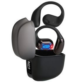 1 Set Wireless V5.4 Open Ear Earbuds With Earhook LED Display Charging Case IPX5 Waterproof 300Hrs Standby Time Touch Control Stereo Sport Headph (Option: Black)