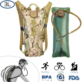 Tactical Hydration Pack 3L Water Bladder Adjustable Water Drink Backpack (Option: Military-3L)