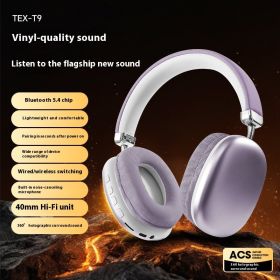 TEX-T9 Bluetooth Headset Wireless Headphone Head-mounted (Option: Purple)