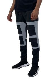 SQUARE BLOCK TRACK PANTS - GREY (Color: Grey, size: 2XL)