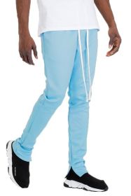 SOLID COLOR PLAIN BASIC TRACK PANTS (Color: LIGHT BLUE, size: M)
