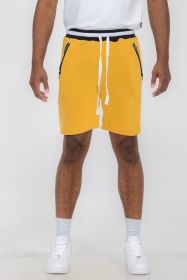 Weiv Mens French Terry Sweat Short (Color: YELLOW, size: L)