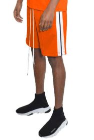 Side Stripe Tape Shorts (Color: Orange, size: XL)