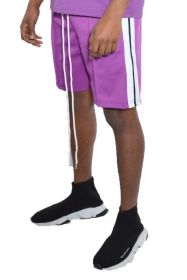 Side Stripe Tape Shorts (Color: Purple, size: 3XL)