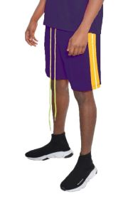 Short Sleeve Striped Tape Tshirt (Color: DARK PURPLE, size: 3XL)