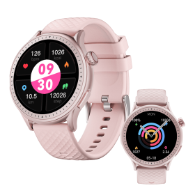 2025 Premium Smart Watch 1.43 Inch HD Round Fitness Tracker Bluetooth Calling Heart Rate Monitor Waterproof 3ATM For Running Gym Hiking Outdoor A (Color: Pink)