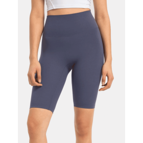 JupiterGear High-Rise Long Shorts (Color: Dusty Blue, size: 6)