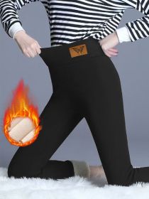 New comfortable and warm leggings, high waisted warm casual shorts, slim fit and cold resistant warm pants (Color: Black, size: S)