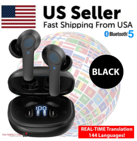 Translator Earbuds 144 Languages Real Time Online OffLine Translation Earphones (Option: Black)