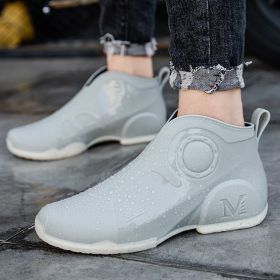 Motorcycle Rain Boots Men's Summer Youth Outdoor Non-slip Wading Shoes Fashion Low Top Flat Work Shoes Rubber Shoes (Option: Gray-40)